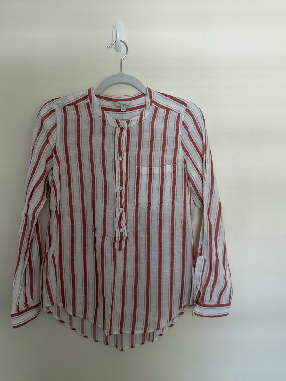 Red-orange and White Striped Long-Sleeve Shirt